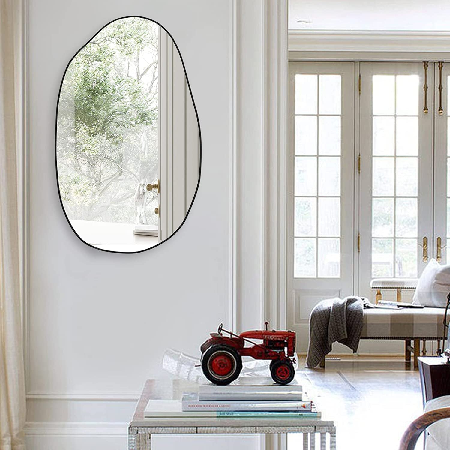 Large Irregular Asymmetrical Wall Mirror Black