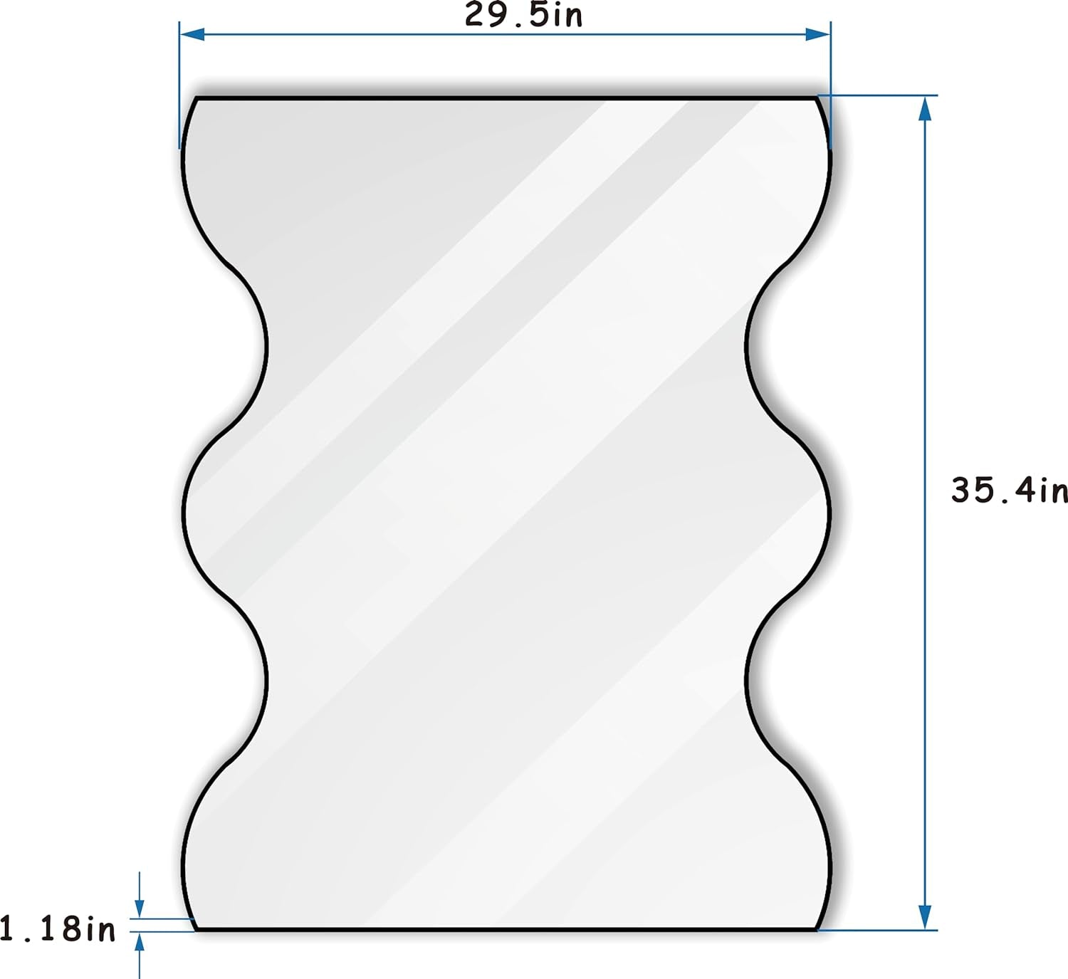 30X35 Inch Irregular Black Metal Framed Wavy Mirror