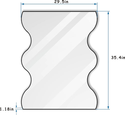 30X35 Inch Irregular Black Metal Framed Wavy Mirror
