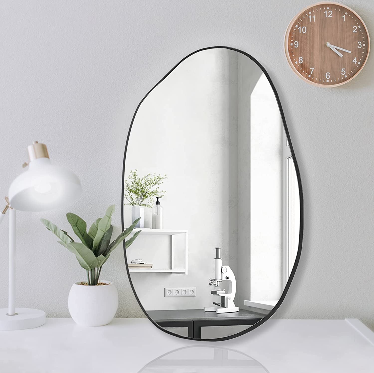 Large Irregular Asymmetrical Wall Mirror Black